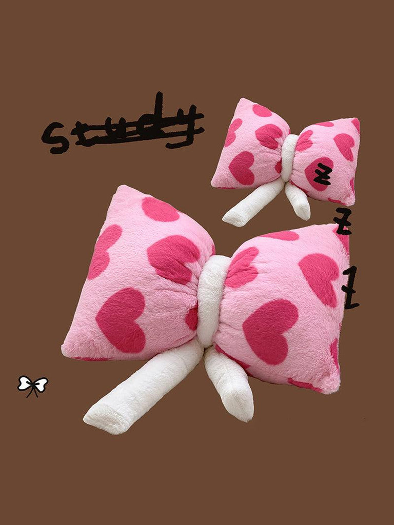 U【Valentine's Day】Pink Bow Heart Throw Pillow Sweet and Playful Style | Musebree - Musebree