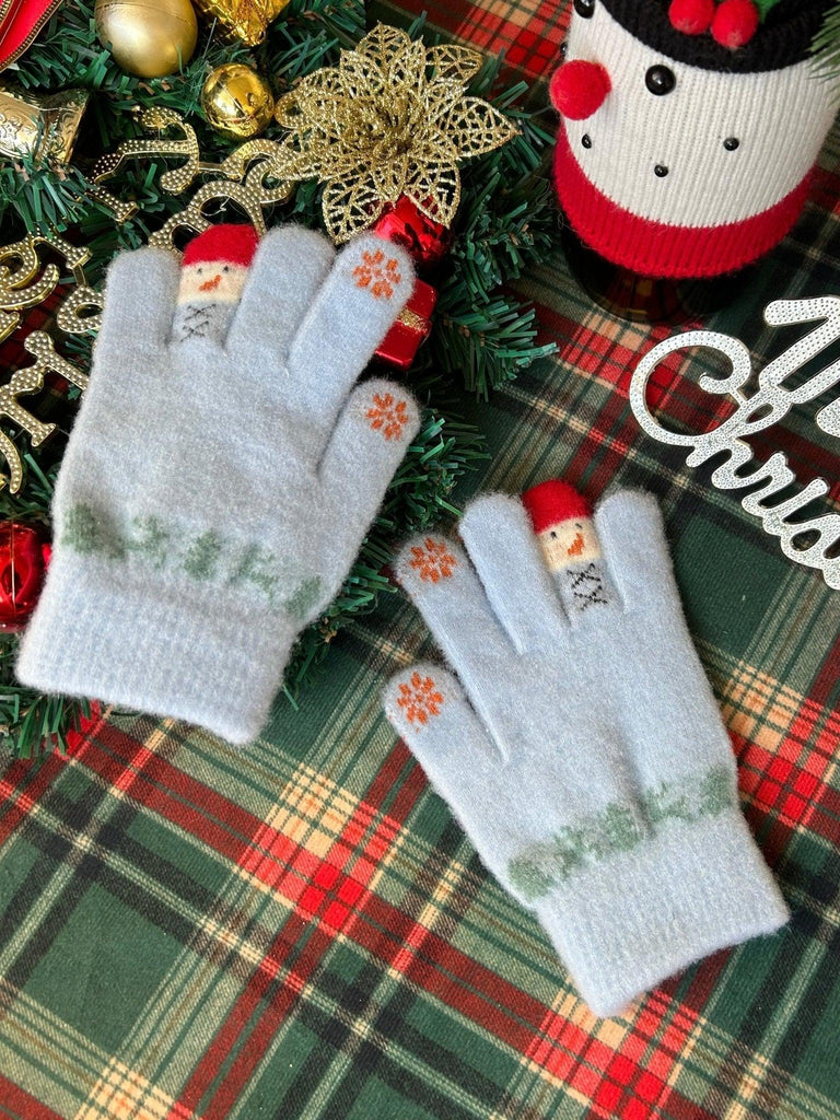 X【New Year Gift】Free Christmas Cute Snowman Pattern Touch Screen Thick Knitted Gloves | Musebree - Musebree