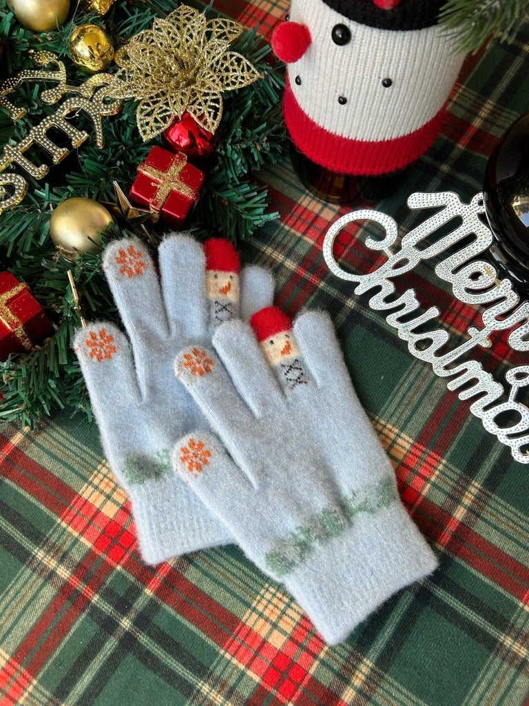 X【New Year Gift】Free Christmas Cute Snowman Pattern Touch Screen Thick Knitted Gloves | Musebree - Musebree