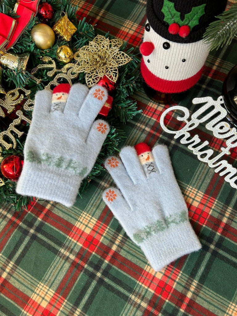 X【New Year Gift】Free Christmas Cute Snowman Pattern Touch Screen Thick Knitted Gloves | Musebree - Musebree