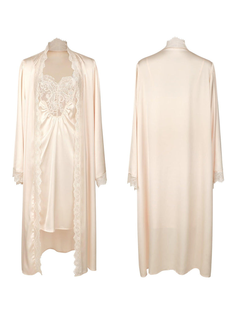 U【Valentine's Day】Sexy Vintage Pajamas Dreamy Lace Slip Dress and Cardigan Set | Musebree - Musebree