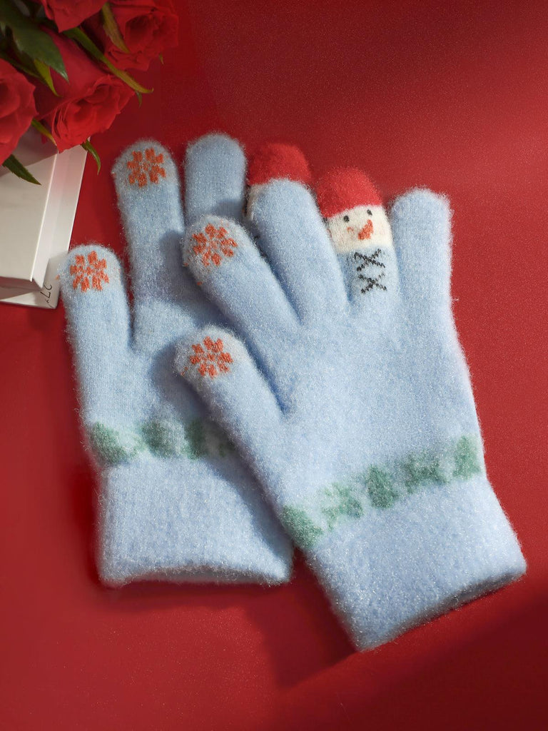 X【New Year Gift】Free Christmas Cute Snowman Pattern Touch Screen Thick Knitted Gloves | Musebree - Musebree