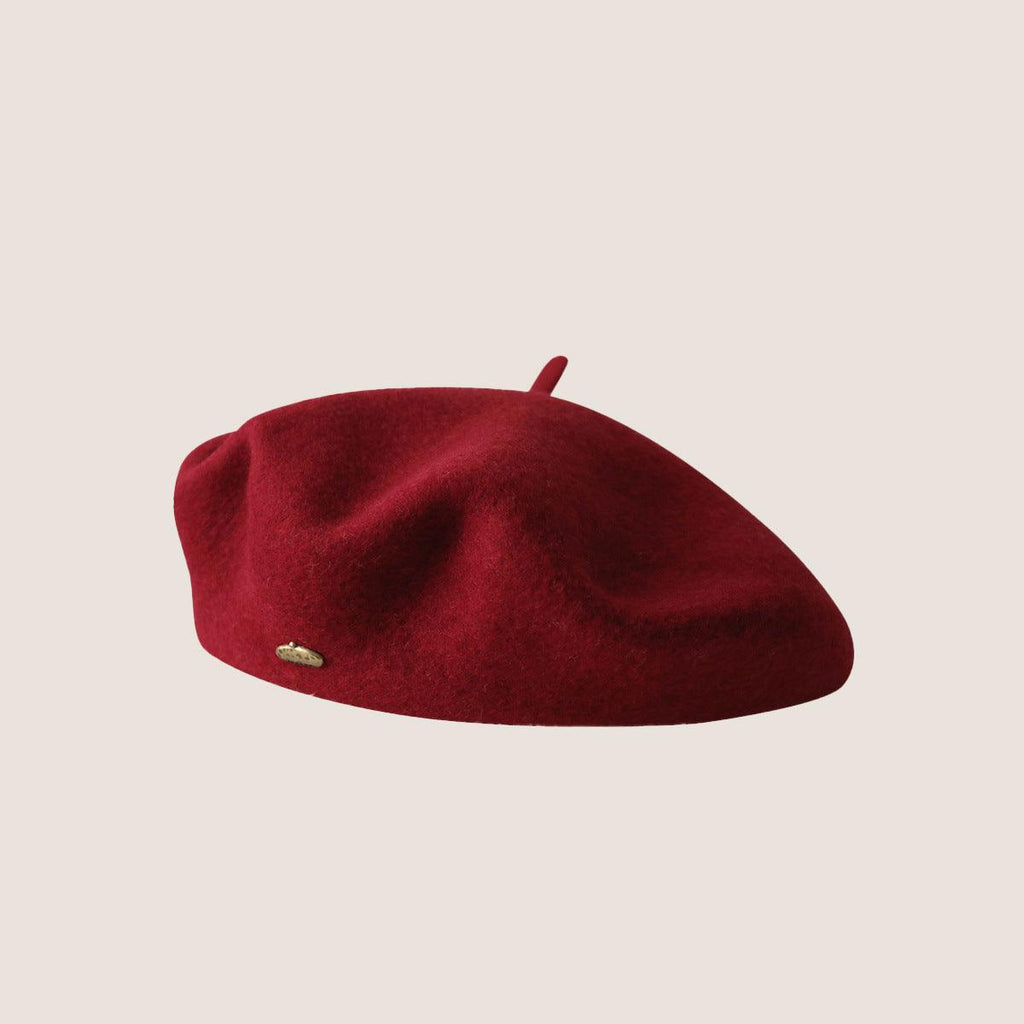 U1 25 New Year's Cute and Enthusiastic Red Burgundy Beret | Musebree - Musebree