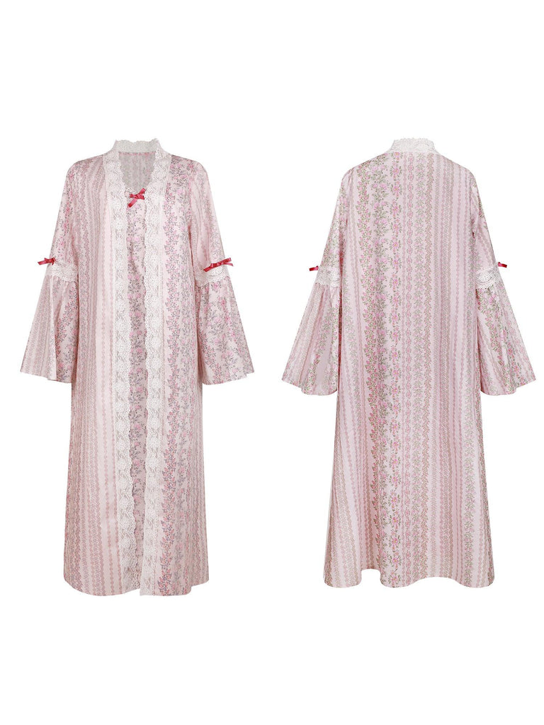 Z French pleated cardigan dress elegant loungewear pajama set with a flowy design | Musebree - Musebree