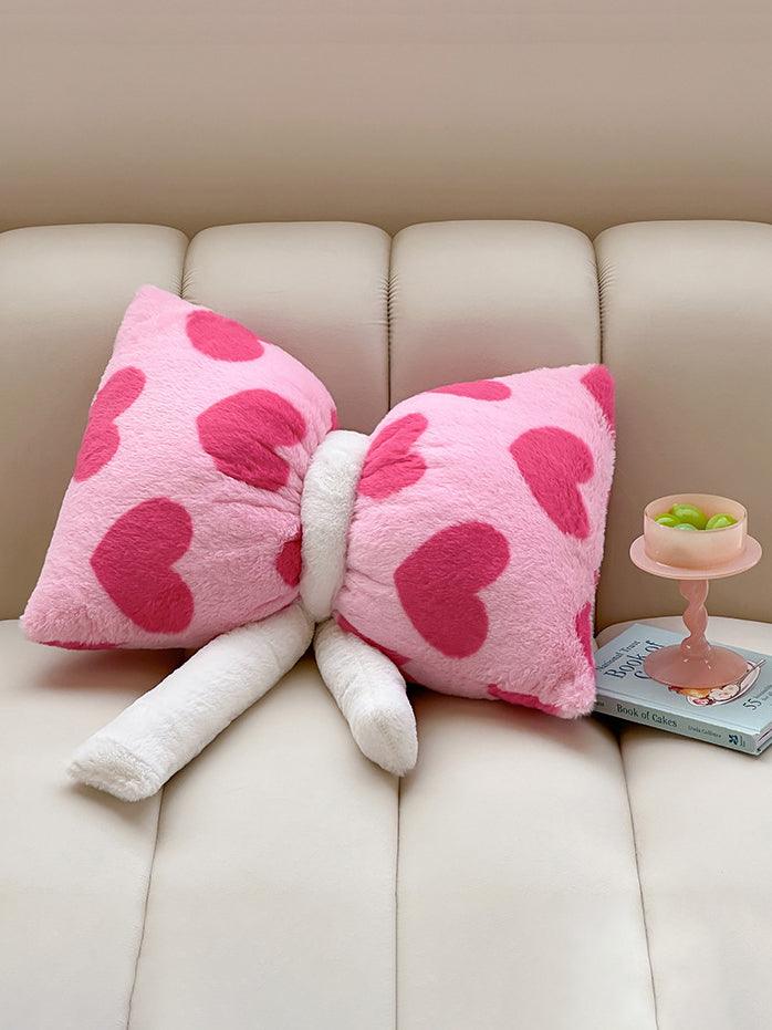 U【Valentine's Day】Pink Bow Heart Throw Pillow Sweet and Playful Style | Musebree - Musebree