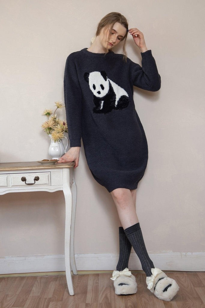 Z Cute Girls Style Panda Print Winter Warm Nightdress | Musebree - Musebree