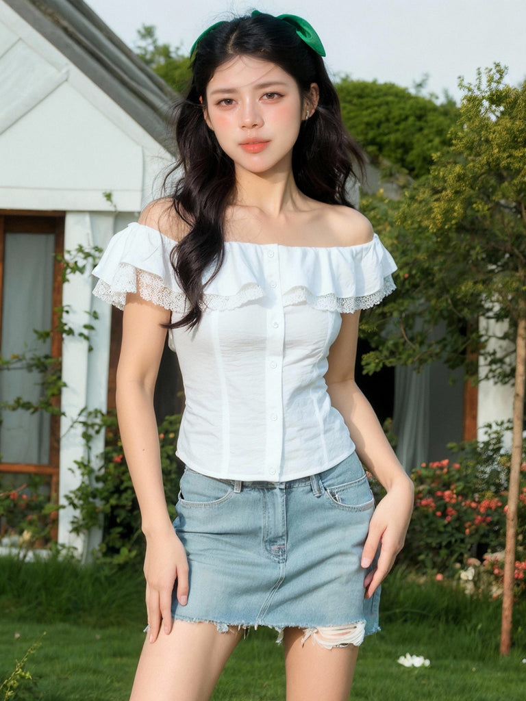 White Off-Shoulder Ruffle Top for a Romantic Summer Look | Musebree