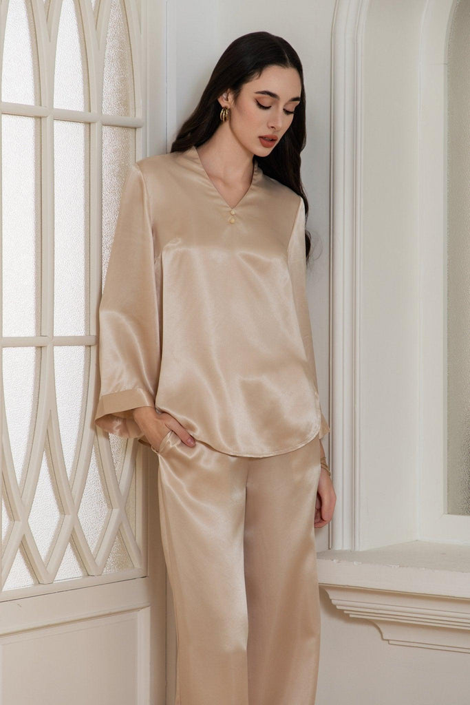 Z Elegant and Luxurious V-neck Slim Homewear Set | Musebree - Musebree