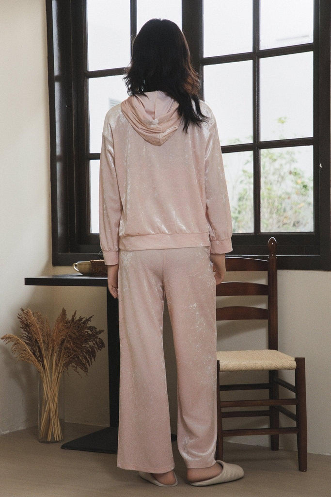 Y Sweet Girl Style Hooded Drawstring Pink Warm Loungewear Set | Musebree - Musebree