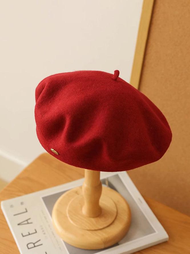 U1 25 New Year's Cute and Enthusiastic Red Burgundy Beret | Musebree - Musebree