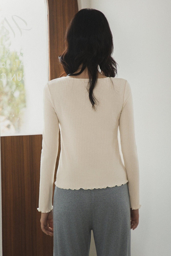 Y Beige textured casual warm and slim fit bottom top | Musebree - Musebree