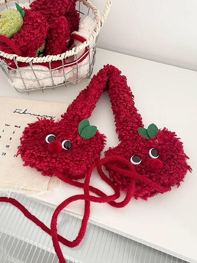 U1【Valentine's Day Gift】Cozy and Warm Red Plush Apple Earmuffs | Musebree - Musebree