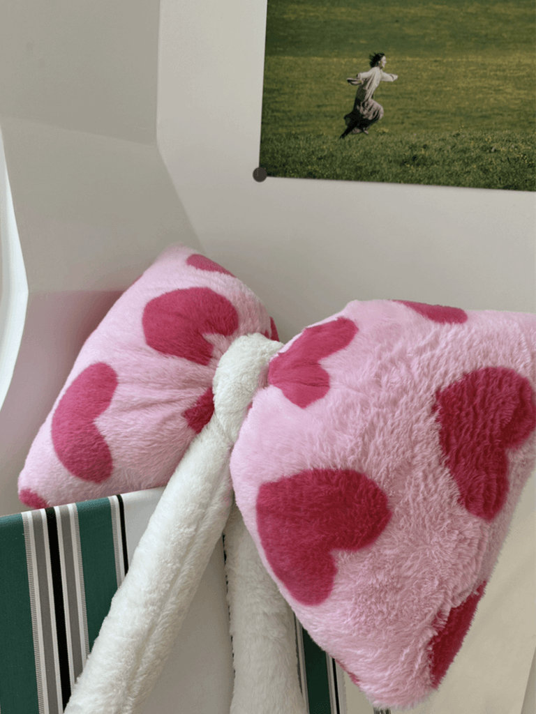 U【Valentine's Day】Pink Bow Heart Throw Pillow Sweet and Playful Style | Musebree - Musebree