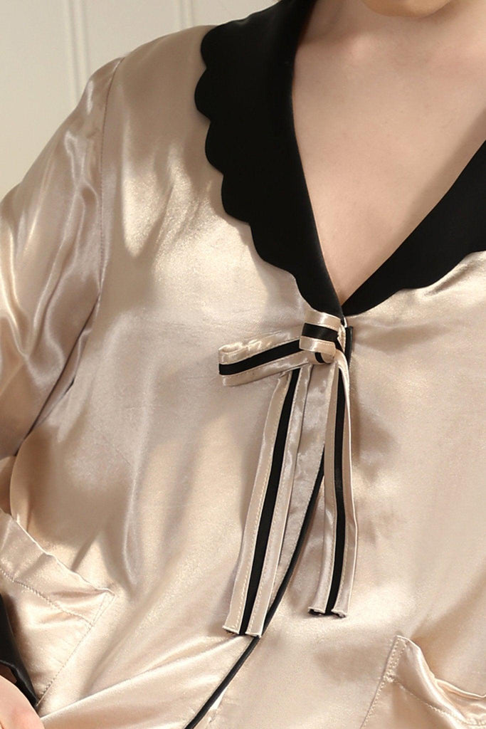 Z Premium Cozy Romantic Loungewear with Bow Trim | Musebree - Musebree