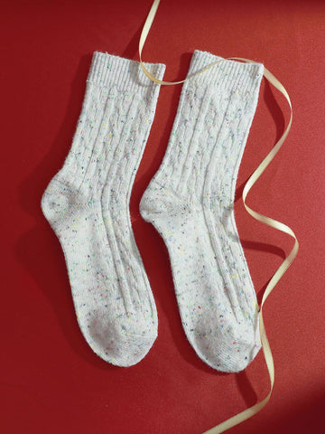 X【New Year Gift】Free Colorful Dot Pattern Thick Warm Double-needle Mid-calf Socks for Fall and Winter | Musebree - Musebree