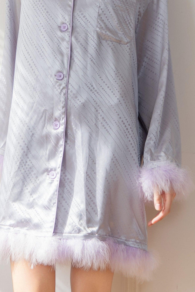 A Simple Premium Purple Feather Embellished Nightdress | Musebree - Musebree