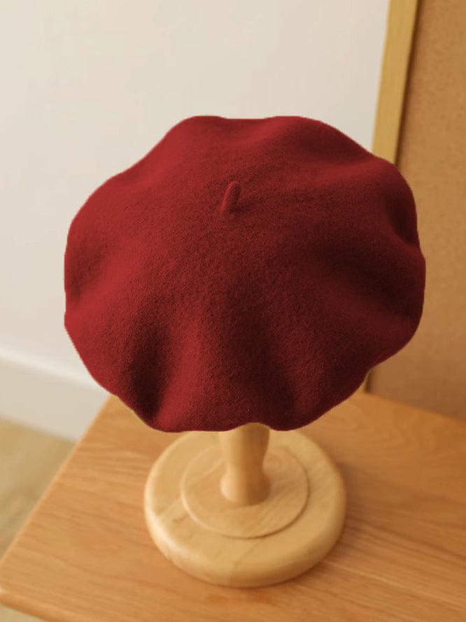 U1 25 New Year's Cute and Enthusiastic Red Burgundy Beret | Musebree - Musebree