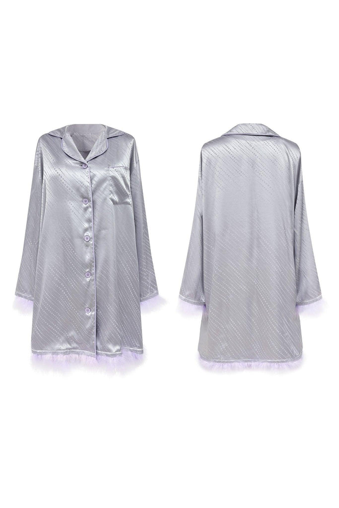 A Simple Premium Purple Feather Embellished Nightdress | Musebree - Musebree