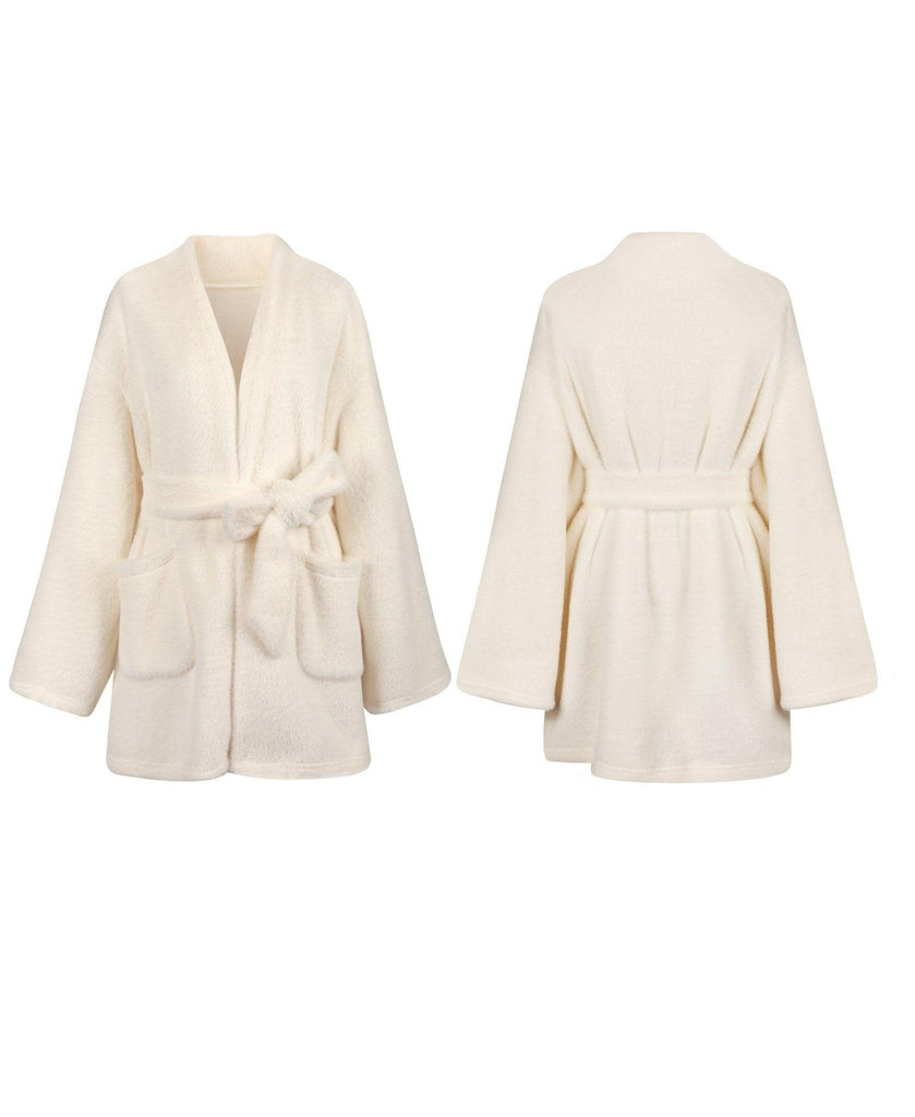 Y Minimalist Luxury Cross Strap White Loungewear Jacket | Musebree - Musebree