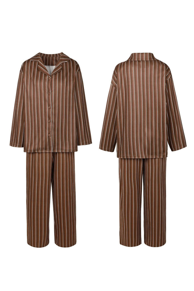 Y Oriental Elements Striped Simple Casual Loose Pajama Set | Musebree - Musebree