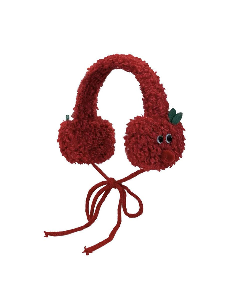 U1【Valentine's Day Gift】Cozy and Warm Red Plush Apple Earmuffs | Musebree - Musebree