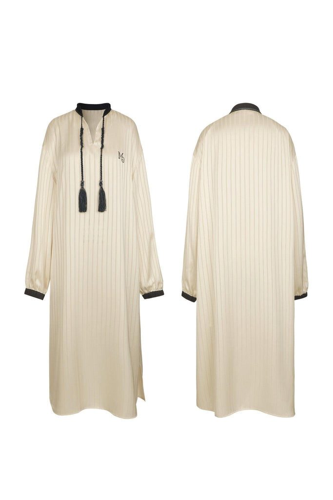 Y Oriental Elements Striped Casual Nightdress V-Neck Tassel Pendant Design | Musebree - Musebree