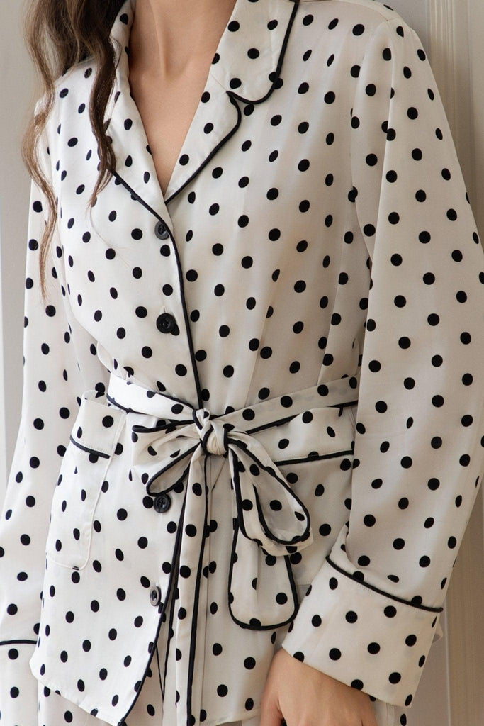 Z Black and White Polka Dot Women's Pajama Set Elegant High Style | Musebree - Musebree