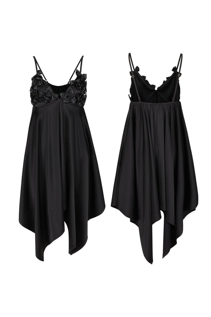 Z Bow Design Black Sexy Halter Nightdress with Cardigan Set | Musebree - Musebree