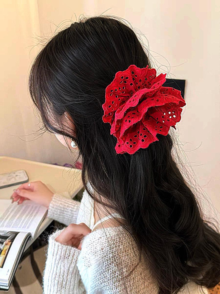 U1【Valentine's Day Gifts】Romantic Red Four-Layer Lace Trimmed Headband Elegant and Refined Design | Musebree - Musebree