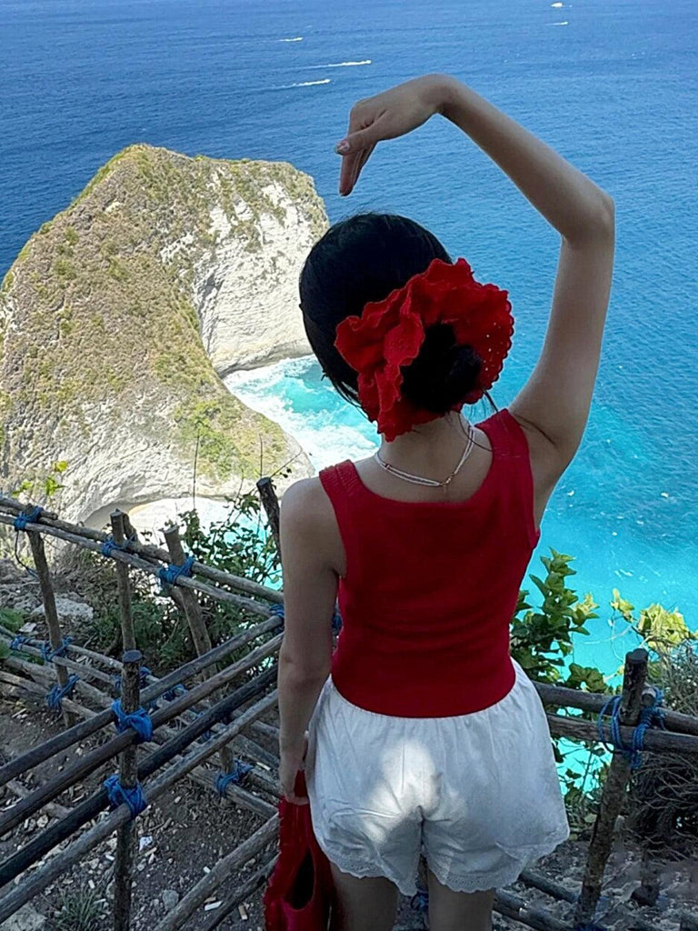 U1【Valentine's Day Gifts】Romantic Red Four-Layer Lace Trimmed Headband Elegant and Refined Design | Musebree - Musebree