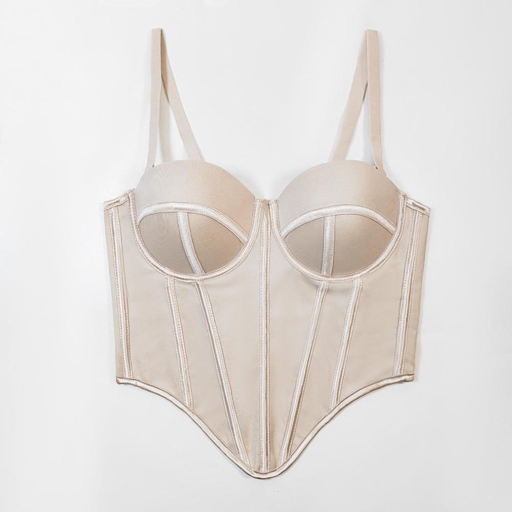 W French Minimalist Fishbone Apricot Shapewear Bra Alluring and Comfortable | Musebree - Musebree