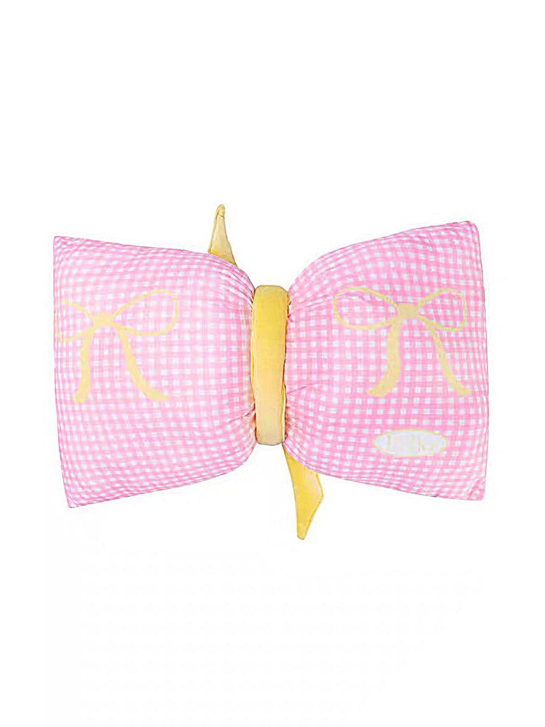 U1【Valentine's Day Gifts】Pink Checkered Bow Throw Pillow Cheerful and Stylish Accent | Musebree - Musebree