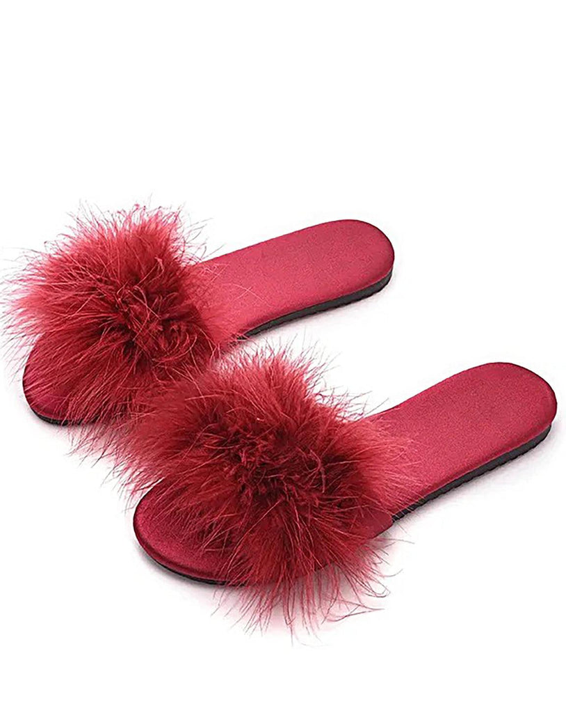 U【Valentine's Day】Cute Pink Red Cosy Plush Slippers to Wear at Home and Away | Musebree - Musebree